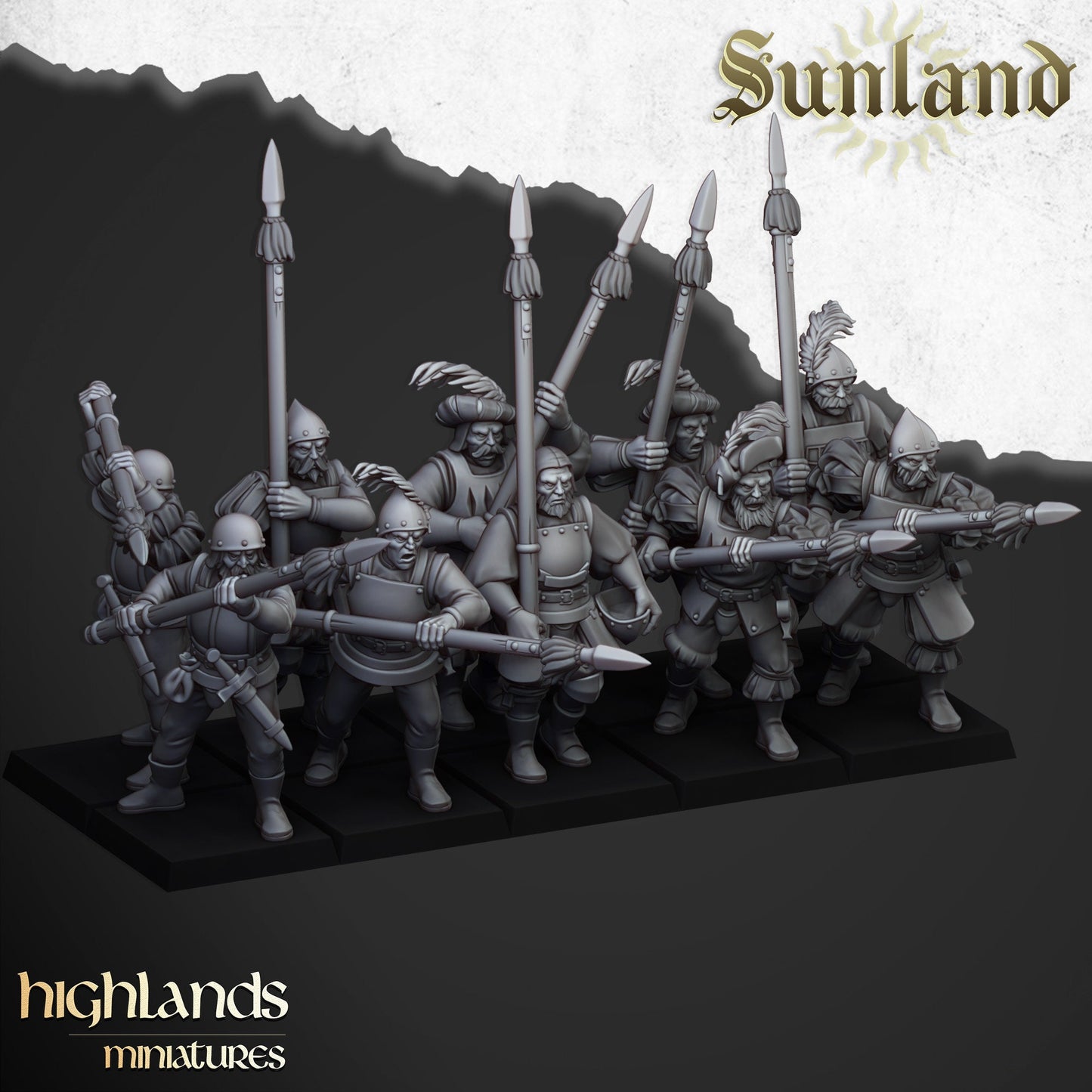 Highland Miniatures Sunland Troops with Halberds/Spears