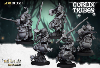 Highlands Miniatures Swamp Goblin Frog Riders