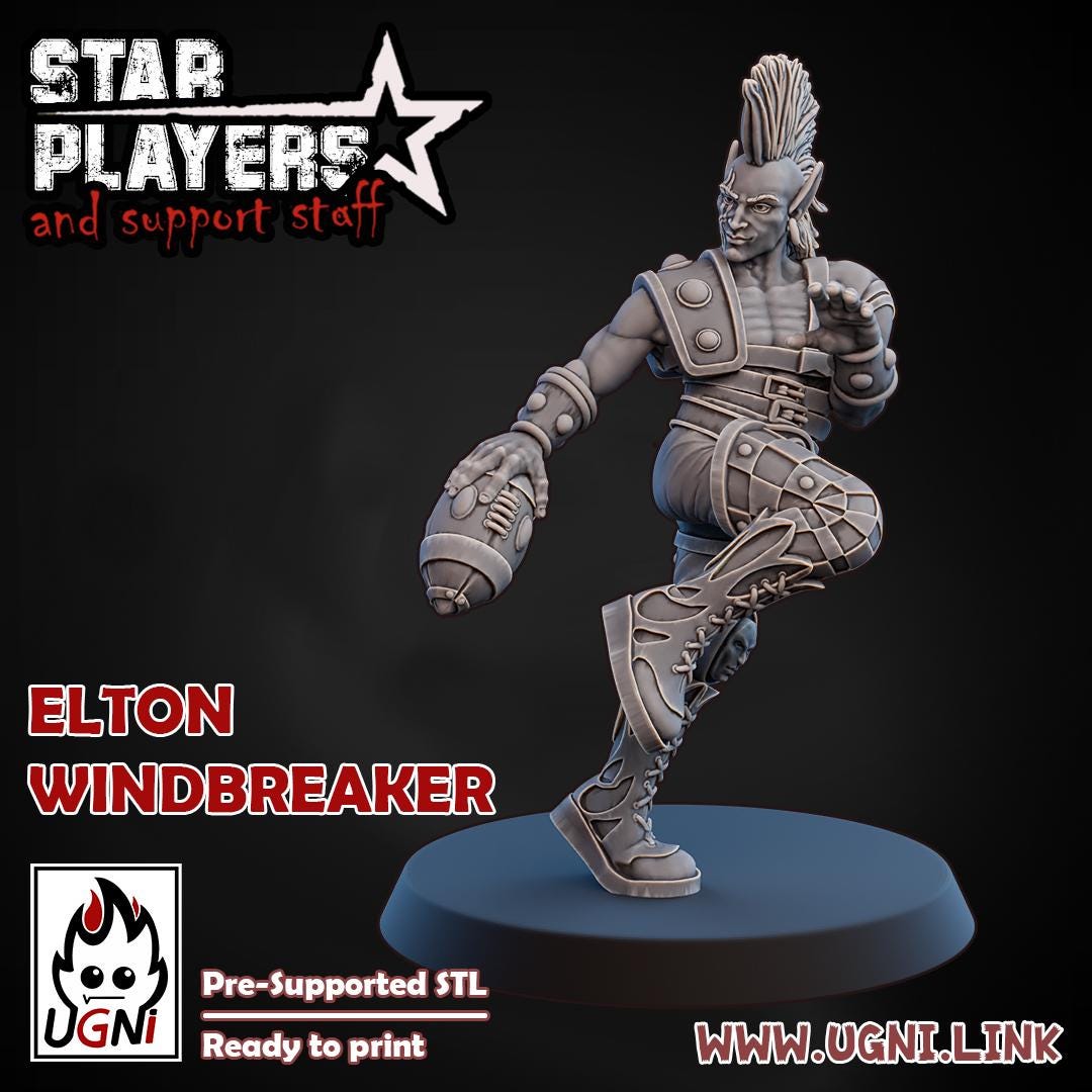 UGNI Elf Fantasy Football Star Player "Elton Windbreaker"