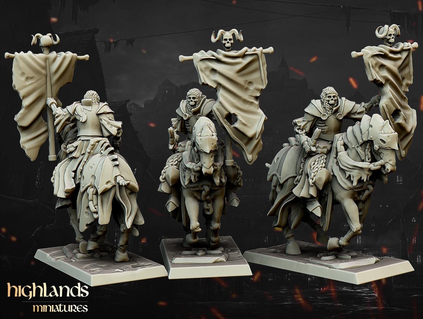 Highland Miniatures - Undead Dark Knight Command Group