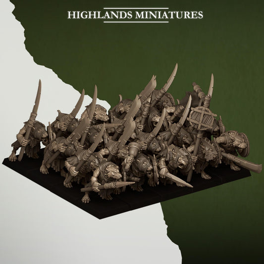 Highland Miniatures Sewer Rats with Spears/Hand weapons