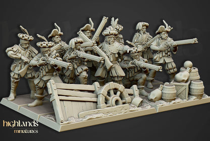 Highlands Miniatures Sunland-Arkebusier-Einheit mit Barrikaden