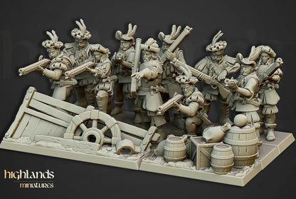 Highlands Miniatures Sunland-Arkebusier-Einheit mit Barrikaden