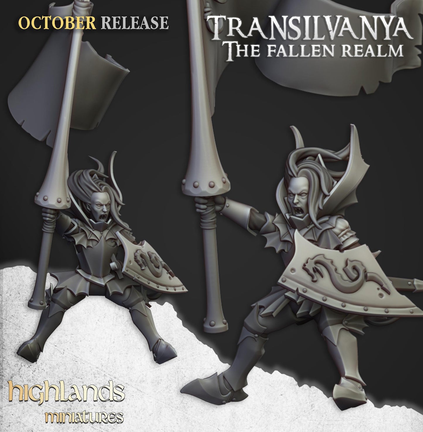 Highland Miniatures Transilvanya - Vampire Lady on Zombie Dragon